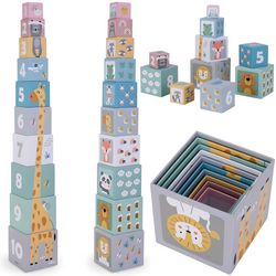 Wieża Piramidka Do Układania Dla Dzieci Zwierzęta i Cyfry 10 Elementów MAMABRUM