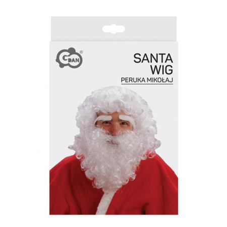Peruka Święty Mikołaj Z Brodą i Brwiami Dla Dorosłych Na Boże Narodzenie