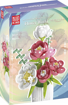 Klocki Konstrukcyjne Kwiat Piwonii W Wazonie 866 Elementów Mould King