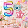 Balony Foliowe Na 5 Urodziny Koala Z Czapeczką + Gwiazda + Cyfra 3 szt.