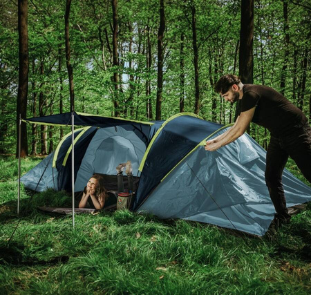 SPOKEY Duży Namiot Turystyczny Campingowy Czteroosobowy Z Dwoma Sypialniami