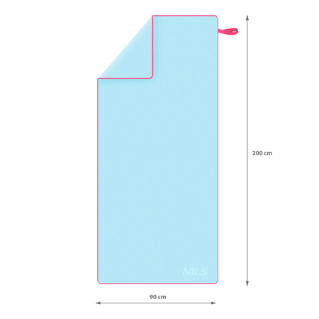 NILS Duży Ręcznik Szybkoschnący Z Mikrofibry Plażowy 200x90 cm + Zawieszka