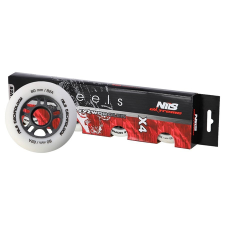 Kółka Do Łyżworolek Kauczukowe Zestaw 4 szt. Białe Matowe 80 mm NILS