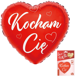Balon Foliowy Czerwone Serce Napis Kocham Cię Na Walentynki GODAN 37 cm	