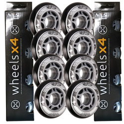 Kółka Do Łyżworolek Kauczukowe Zestaw 8 szt. Czarne 72 mm Nils Extreme