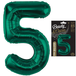 Balon Foliowy Na Urodziny Rocznice Butelkowa Zieleń Duży 85 cm Cyfra 5