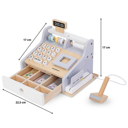 Kasa Fiskalna Drewniana Sklepowa + Akcesoria Zabawka Edukacyjna Dla Dzieci