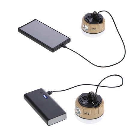 NILS Lampa Kampingowa Ze Stroboskopem Ładowana Przez USB 500 + 100 LM IPX4