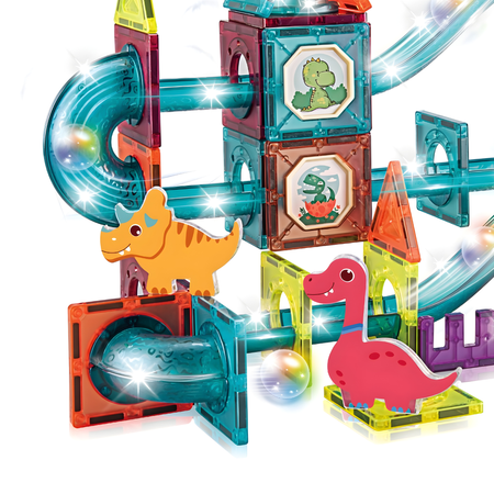 Klocki Magnetyczne Konstrukcyjne Świecący Tor Zestaw Dla Dzieci 86 el.