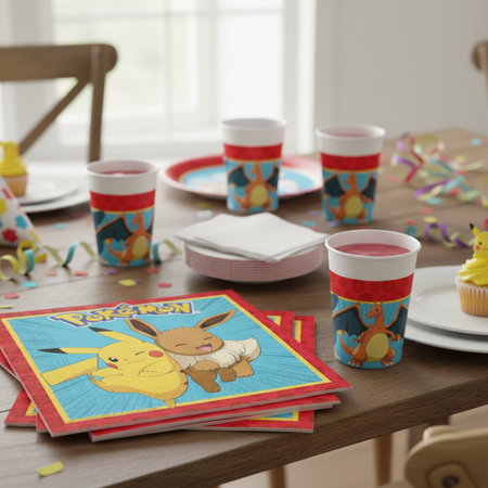 Zestaw Kubeczki i Talerzyki 20 cm Na Przyjęcie Dla Dziecka Pokemon 16 szt.
