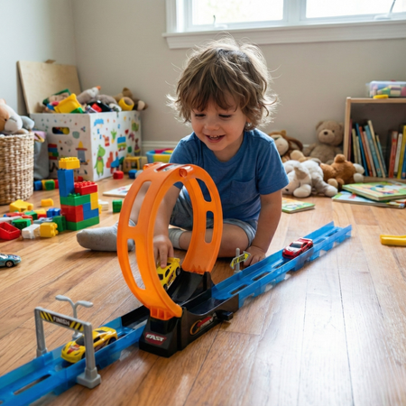 Tor Wyścigowy Samochodowy Pull Back Dla Dzieci 150 cm + Samochód TLD