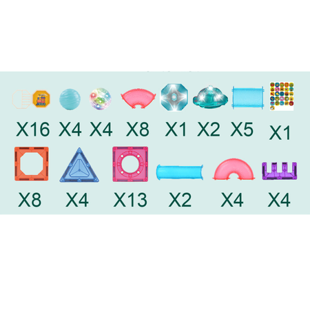 Klocki Magnetyczne Konstrukcyjne ŚwiecącyTor Zestaw Dla Dzieci 75 el.