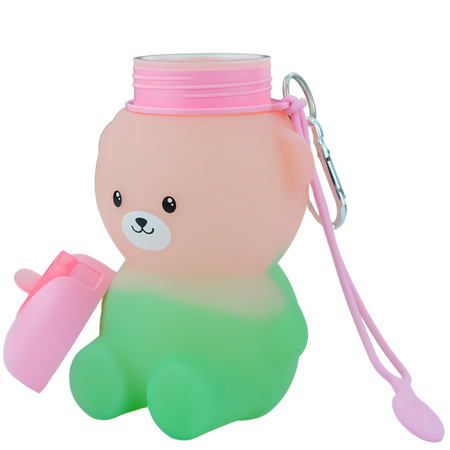 Butelka Szkolna Bidon Silikonowy Na Wodę Miś Dla Dziecka 600 ml MERKAN