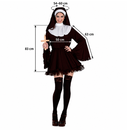 Strój Zalotna Zakonnica Halloween Przebranie Habit Siostra Zakonna + Krzyż