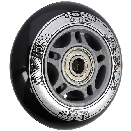 Kółka Do Rolek Kauczukowe 72 mm Zestaw 4 szt. + Łożyska ABEC-9 Czarne NILS