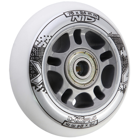 Kółka Do Rolek Kauczukowe 76 mm Zestaw 8 szt. + Łożyska ABEC-7 Białe NILS