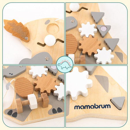 Tablica Manipulacyjna Sensoryczna Montessori Edukacyjna Dinozaur 10w1