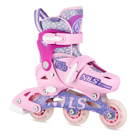 Rolki Regulowane Łyżworolki Rekreacyjne Dziecięce Różowe Nils Extreme
