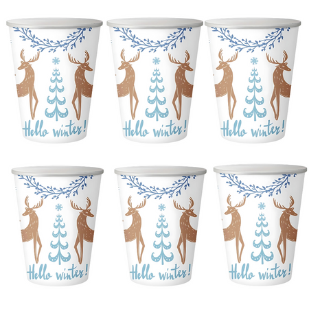 Zastawa Stołowa 12x Kubeczki 250 ml + 12x Talerzyki 18 cm Na Święta Renifer