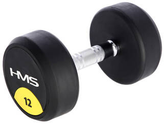 HMS Hantla Hantelka Ciężarek Gumowany Chromowany Do Ćwiczeń Treningu 12 kg