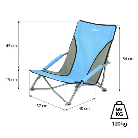 NILS Leżak Plażowy Ogrodowy Składany Fotel Turystyczny + Pokrowiec