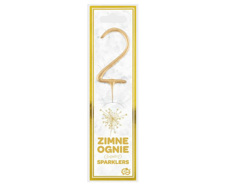 Zimne Ognie Urodzinowe Dekoracyjne Na Tort Imprezę Złote GODAN Cyfra 2
