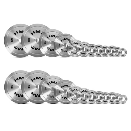 Zestaw Talerzy Obciążeń Olimpijskich Na Gryf Sztangę Chromowana Stal HMS 2 x 0.25 - 25 kg