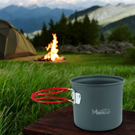 MERKAN Menażka Turystyczna Harcerska Wojskowa Garnek Z Przykrywką + Sztućce