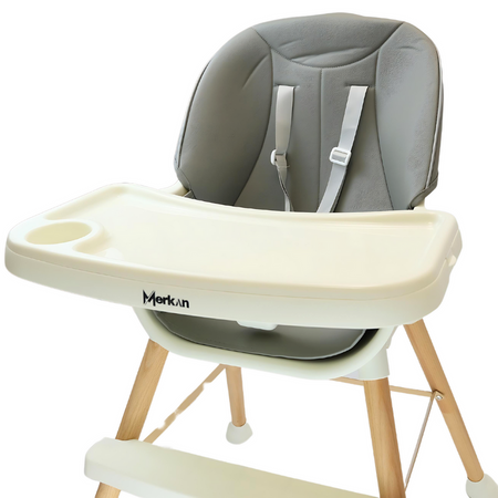 MERKAN Krzesełko Drewniane Fotelik Do Karmienia Z Blatem 3w1 Dla Dziecka
