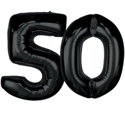 Balony Foliowe Czarne Metaliczne Dekoracja Na Urodziny 50 Lat 92 cm GODAN
