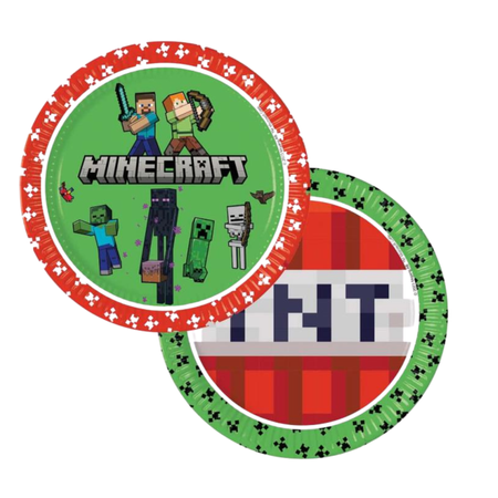 Kubeczki 8 szt + Talerzyki 8 szt + Serwetki Minecraft + Balon Cyfra 8 85 cm
