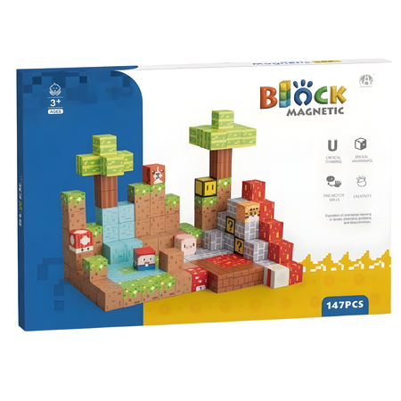 Klocki Magnetyczne Konstrukcyjne Zestaw 147 Elementów Edukacyjne Dla Dzieci