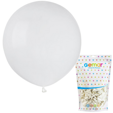 Balony Białe Klasyczne Pastelowe Balony 19" na Ślub Wesele GEMAR 50 szt.