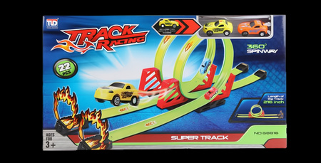 Tor Wyścigowy Samochodowy Pull Back Dla Dzieci 550 cm + 4 Samochody