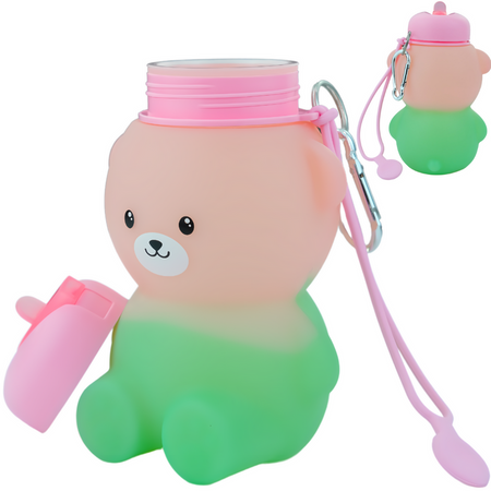 Butelka Szkolna Bidon Silikonowy Na Wodę Miś Dla Dziecka 600 ml MERKAN