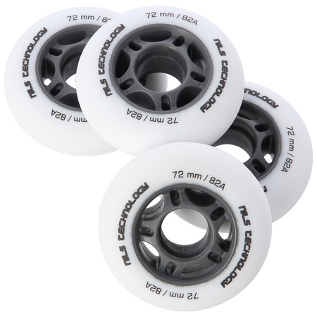 Kółka Do Łyżworolek Kauczukowe Zestaw 4 szt. Białe Matowe 72 mm NILS