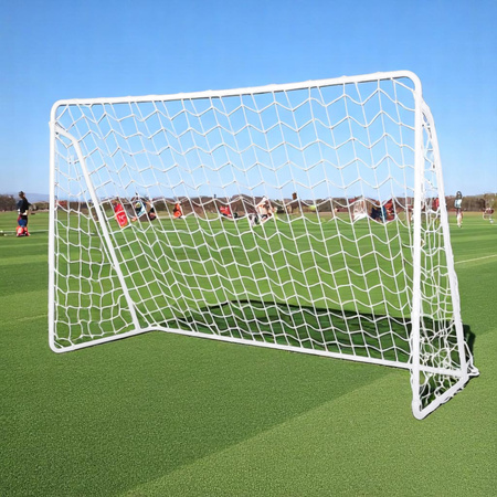 Siatka Do Bramki Piłkarskiej Metalowej Treningowej Biała 215x152x76 cm