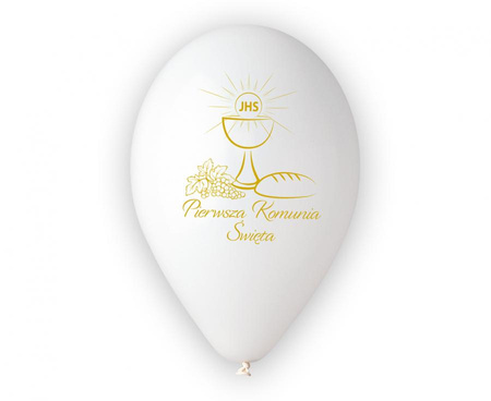Balony Lateksowe Białe Kielich Pierwsza Komunia Święta 13" Zestaw 5 szt.