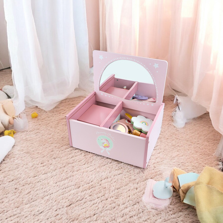 MERKAN Drewniana Toaletka Dla Dziecka Z Lustrem + Akcesoriami