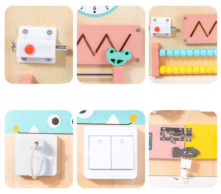 Drewniana Tablica Manipulacyjna Sensoryczna Montessori Dla Dzieci 2w1