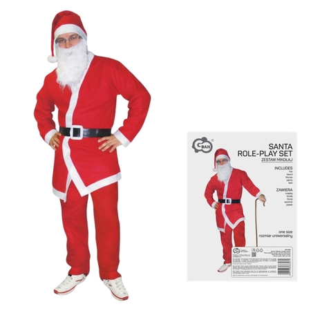Strój Świętego Mikołaja Kostium Przebranie Gwiazdora + Worek Na Prezenty