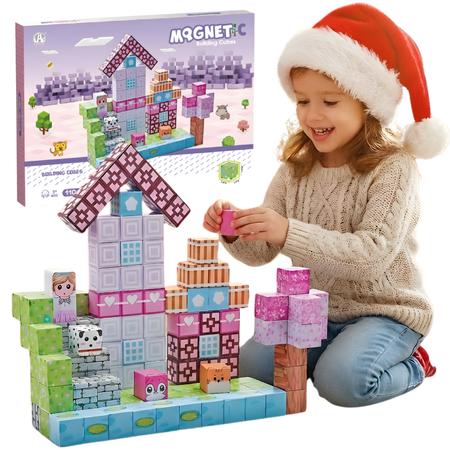 Klocki Magnetyczne Konstrukcyjne Zestaw 110 Elementów Edukacyjne Dla Dzieci