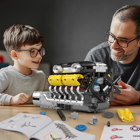 Zestaw Klocki Konstrukcyjne Silnik Samochodowy V12 1260 el. Na Prezent MOULD KING