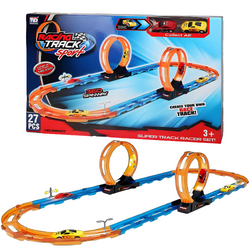 Tor Wyścigowy Samochodowy Pull Back Dla Dzieci 370 cm + 2 Samochody