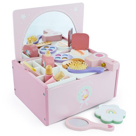 MERKAN Drewniana Toaletka Dla Dziecka Z Lustrem + Akcesoriami