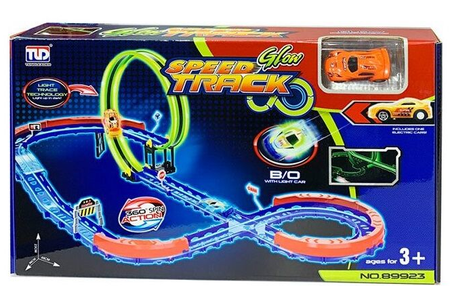 Tor Samochodowy Wyścigowy Świecący W Ciemności + Samochód