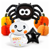 Balony Na Halloween Imprezę 3 szt. Duszek Gwiazda Pająk + 4 Rozety Dynie