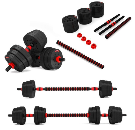 Zestaw Hantle Regulowane Sztanga Sztangielki Z Wymiennym Obciążeniem 2x10kg