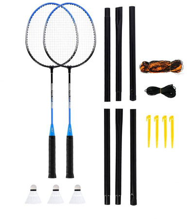 NILS Zestaw Rakiety + Lotki + Siatka Do Gry Rekreacyjnej W Badmintona