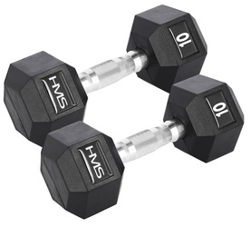 HMS Zestaw Hantli Ciężarków Gumowanych Heksagonalnych Do Ćwiczeń 2x10 kg
